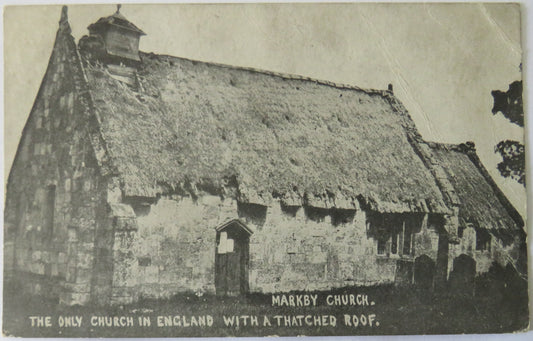 Vintage Postcard of Markby Church, The only Church in England with a thatched roof