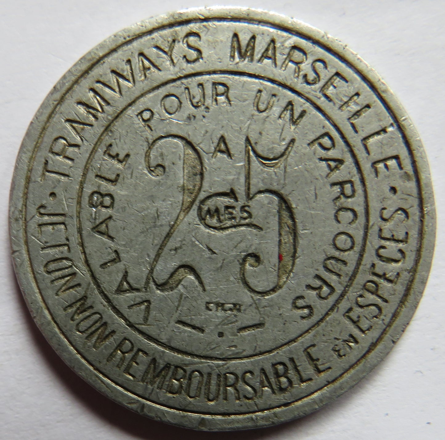 Tramways Marseille 25 Centimes Vintage French Token