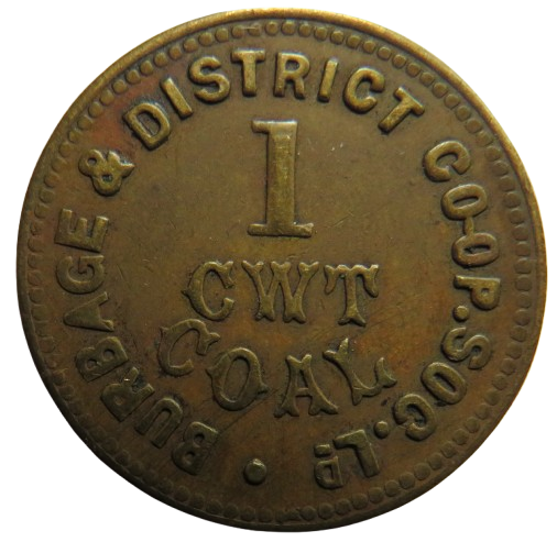 Burbage & District Cooperative Society 1 CWT Coal Token