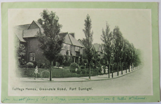 Vintage Postcard of Cottage Homes, Greendale Road, Port Sunlight, 1906