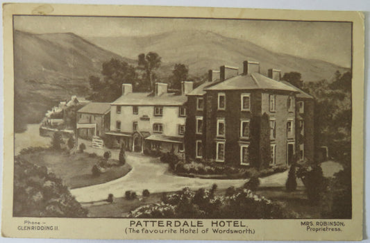 Vintage Postcard of Patterdale Hotel (The Favourite Hotel of Wordsworth), Mrs Robinson Proprietress