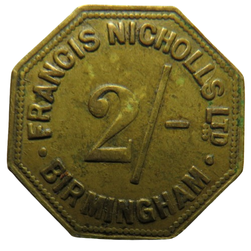 Francis Nicholls Ltd Birmingham 2/- Vintage Token