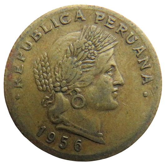 1956 Peru 20 Centavos Coin