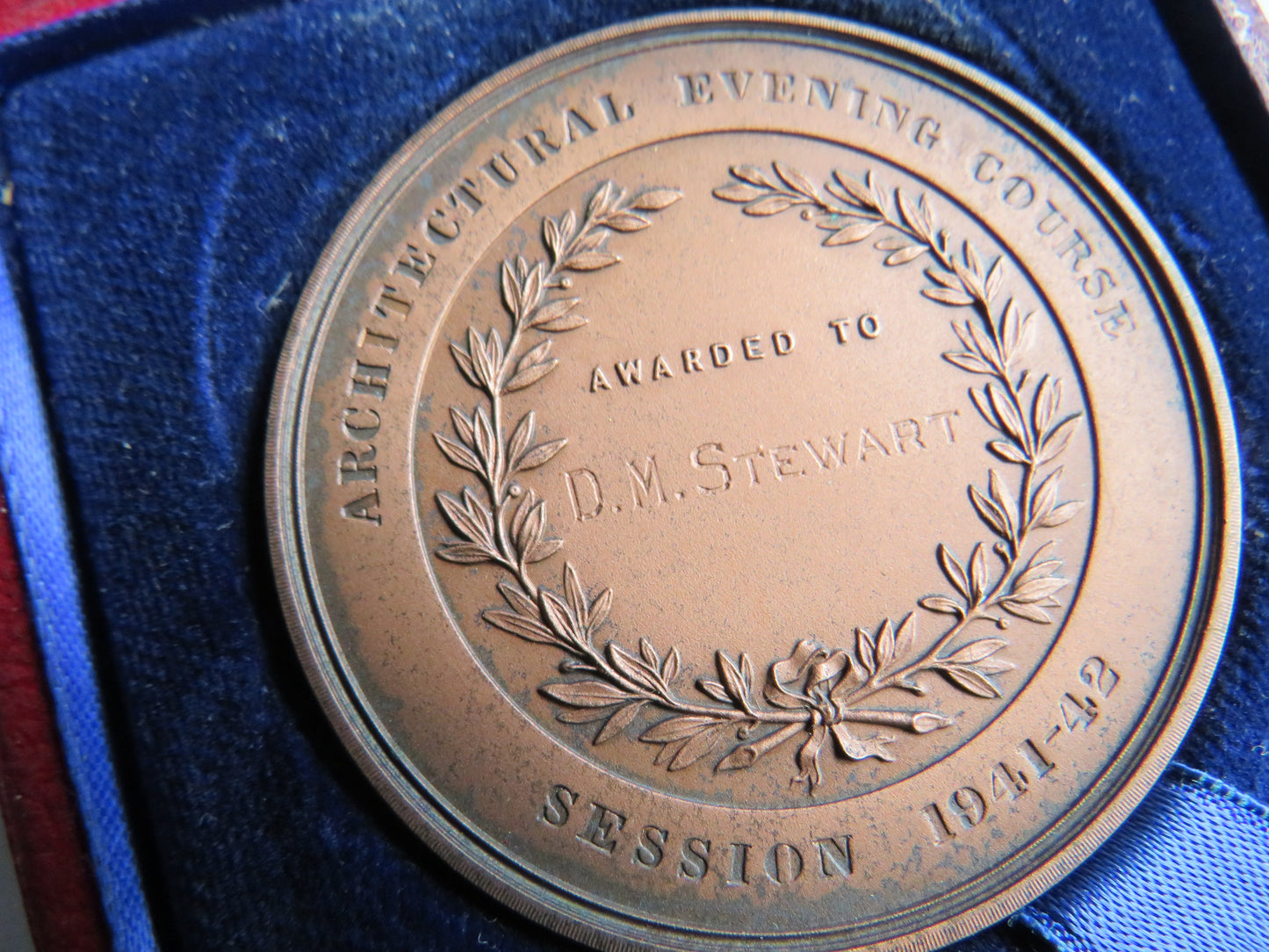 Vintage Medal - Heriot-Watt College Edinburgh Architectural Evening Course 1941-42