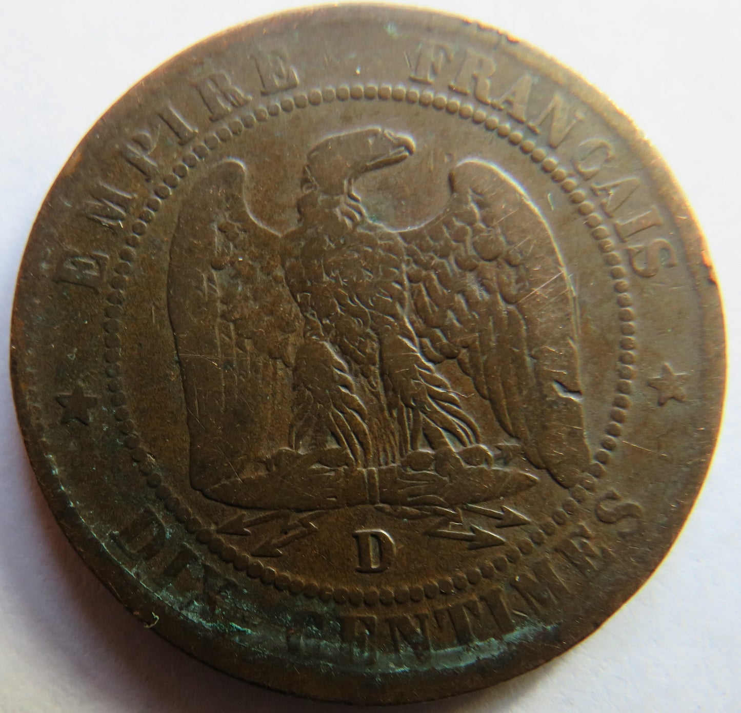 1856-D France Napoleon III France 10 Centimes Coin