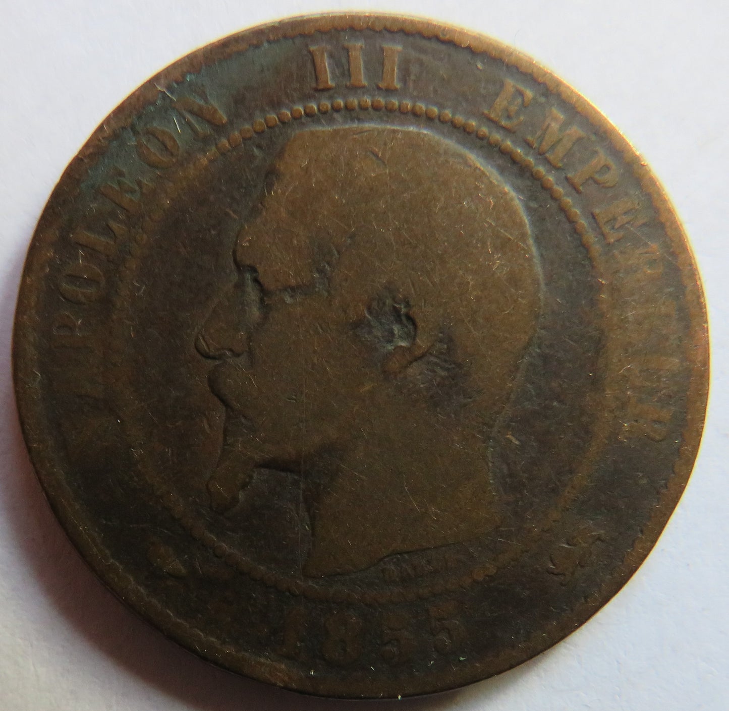 1855-D France Napoleon III France 10 Centimes Coin