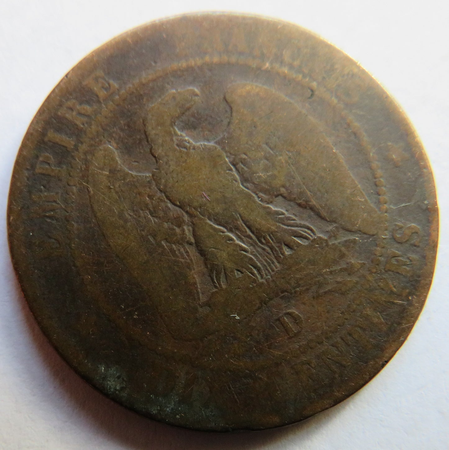 1855-D France Napoleon III France 10 Centimes Coin