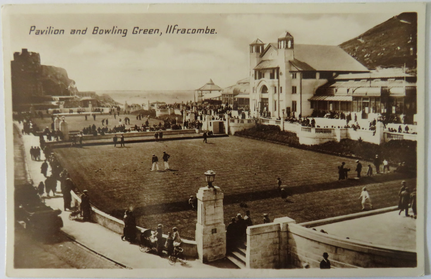 Vintage Postcard of Pavilion and Bowling Green, Ilfracombe, 1936