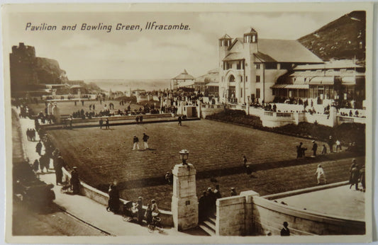Vintage Postcard of Pavilion and Bowling Green, Ilfracombe, 1936