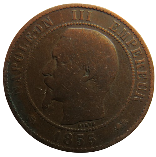 1855-D France Napoleon III France 10 Centimes Coin