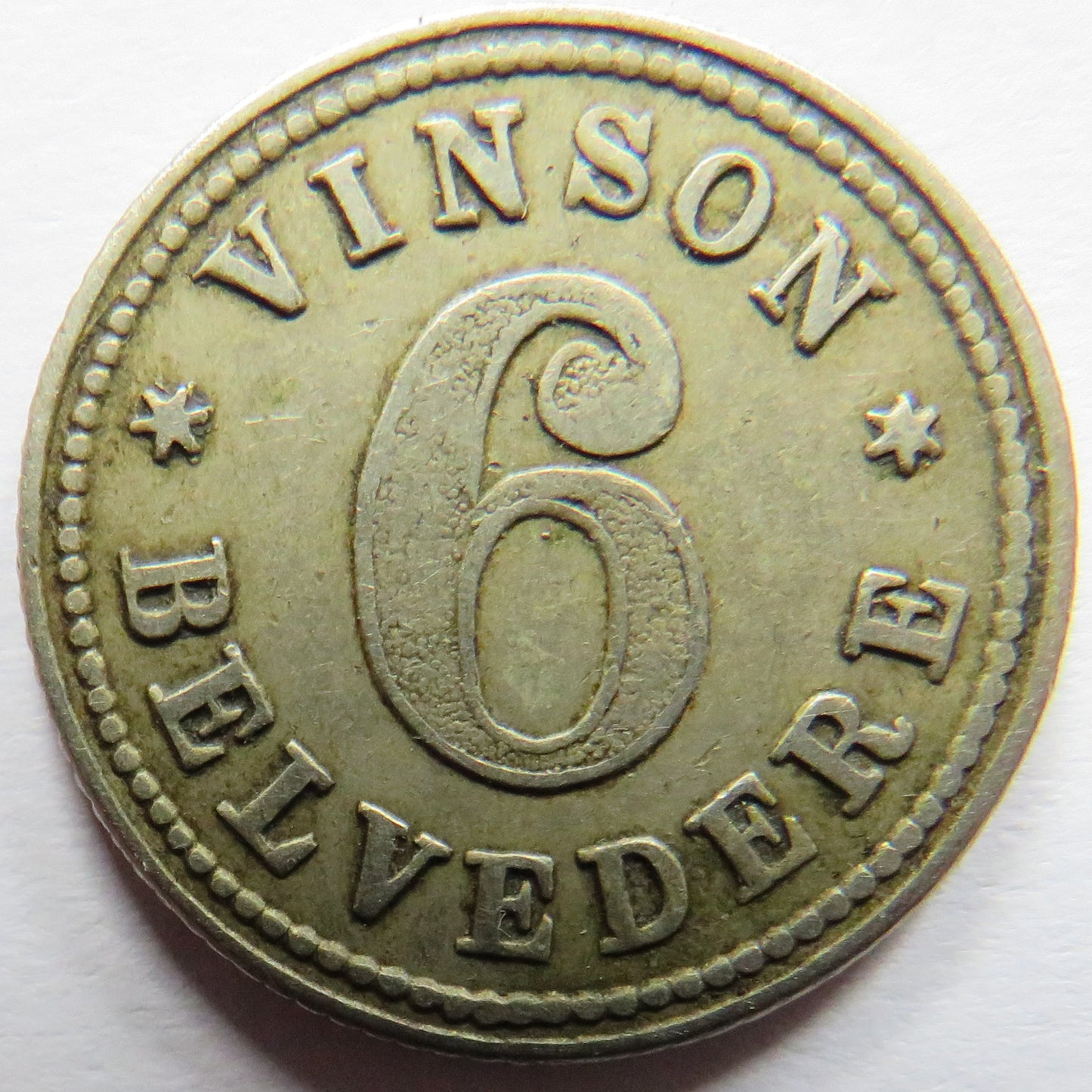 Vinson Belvedere 6d / Sixpence Vintage Token