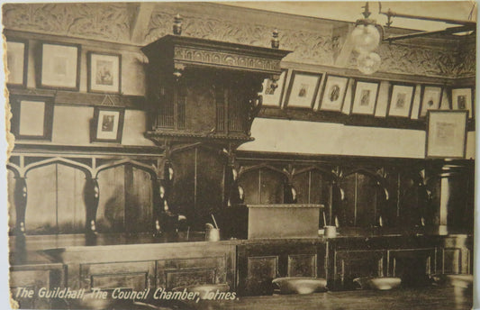 Vintage Postcard of The Guildhall, The Council Champer, Totnes