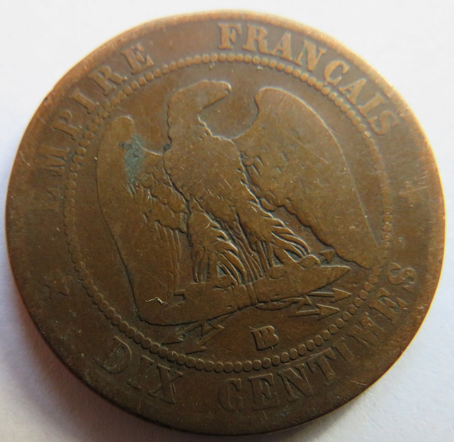 1864-BB France Napoleon III France 10 Centimes Coin