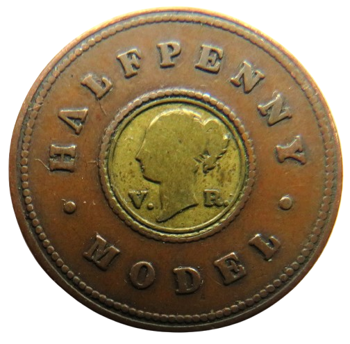 1840's Queen Victoria Halfpenny Model Coin