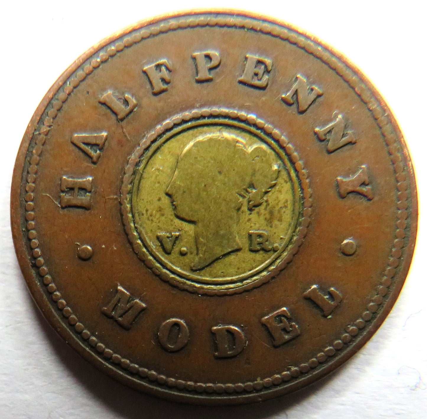 1840's Queen Victoria Halfpenny Model Coin