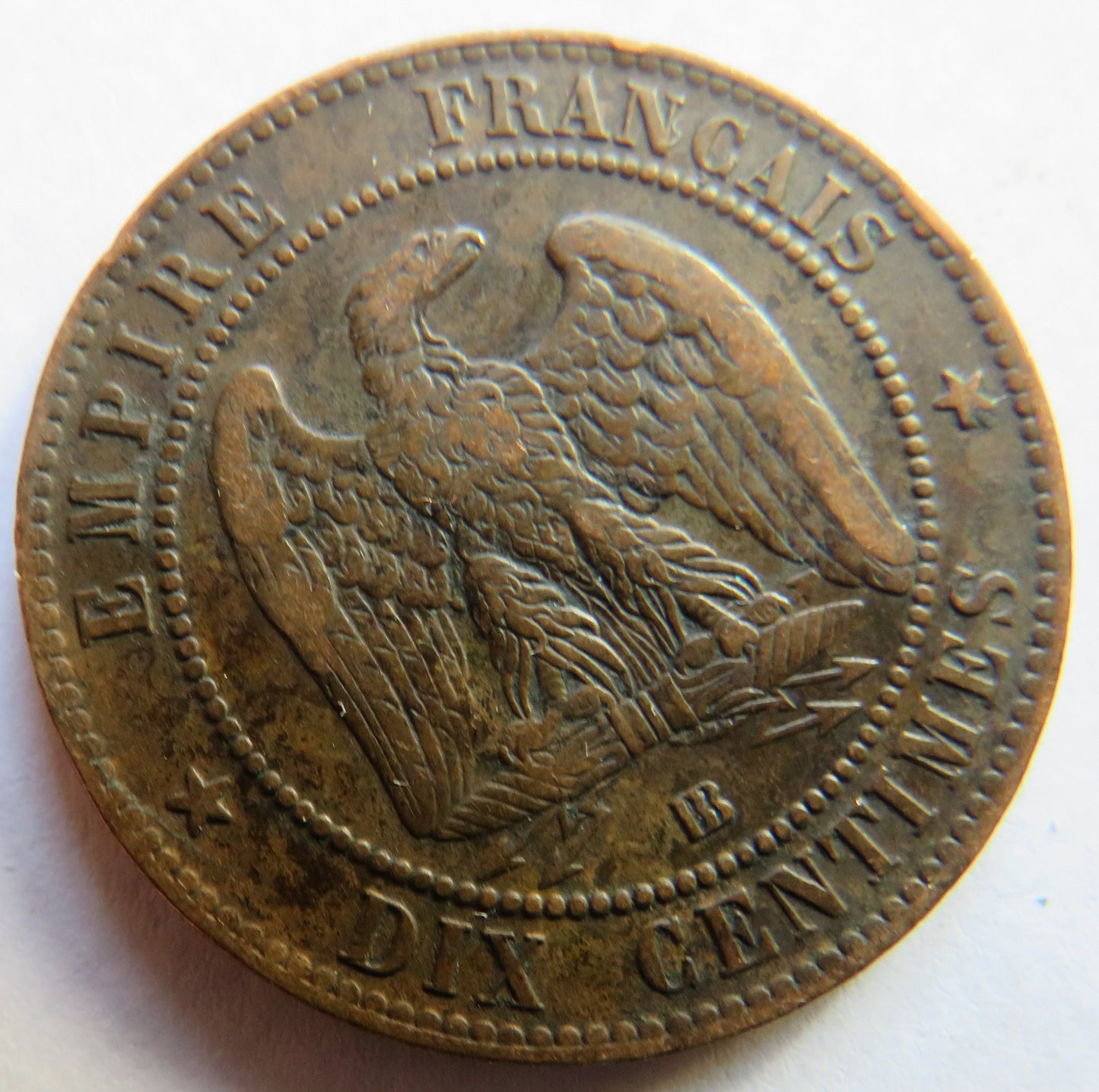 1864-BB France Napoleon III France 10 Centimes Coin