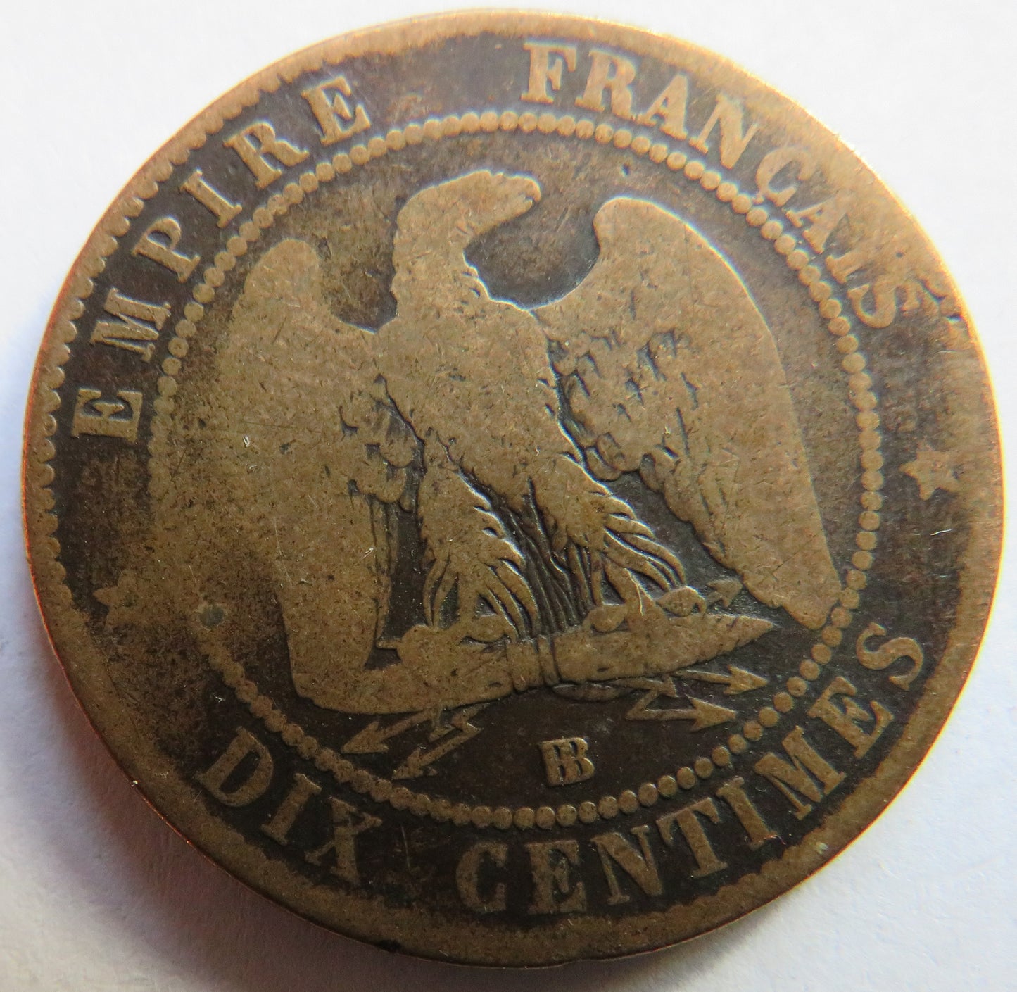 1861-BB France Napoleon III France 10 Centimes Coin