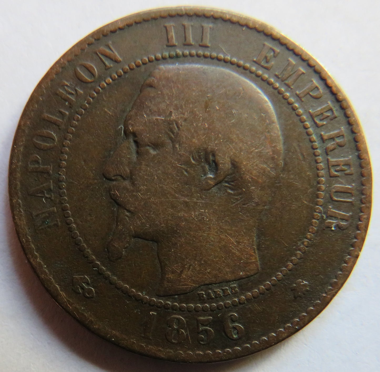 1856-BB Franc e Napoleon III France 10 Centimes Coin