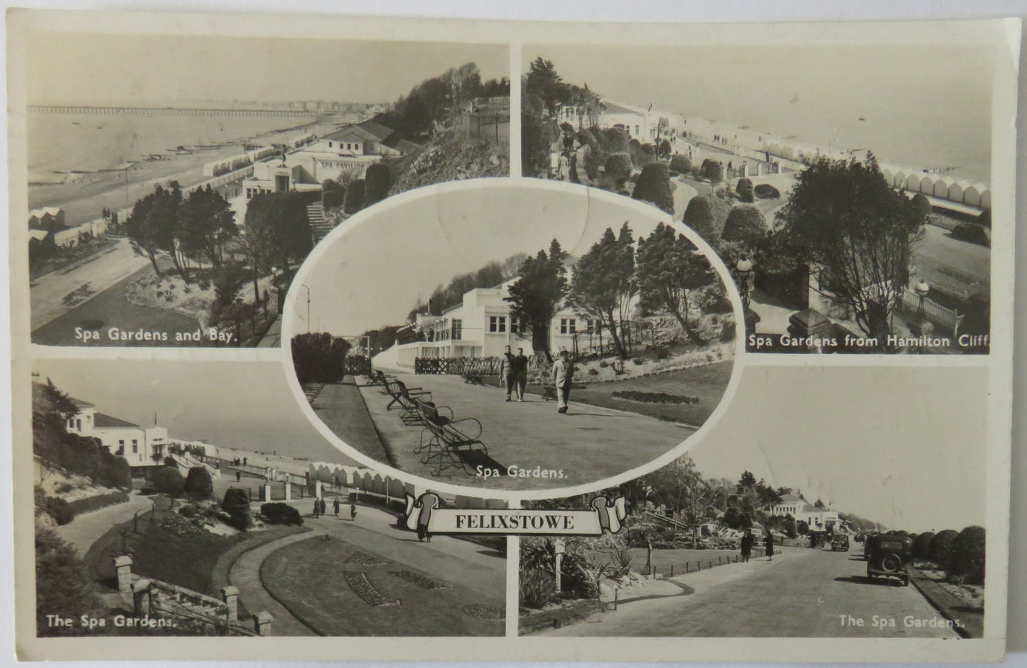 Vintage Multiview Postcard of Felixstowe including Spa Gardens, 1950