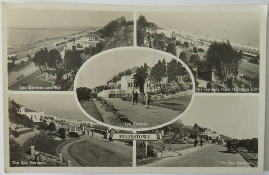 Vintage Multiview Postcard of Felixstowe including Spa Gardens, 1950