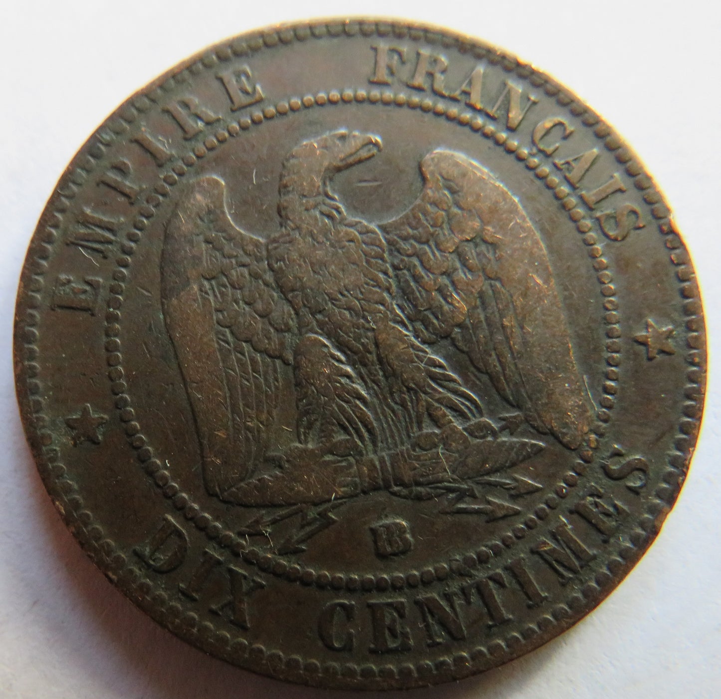 1854-BB France Napoleon III France 10 Centimes Coin