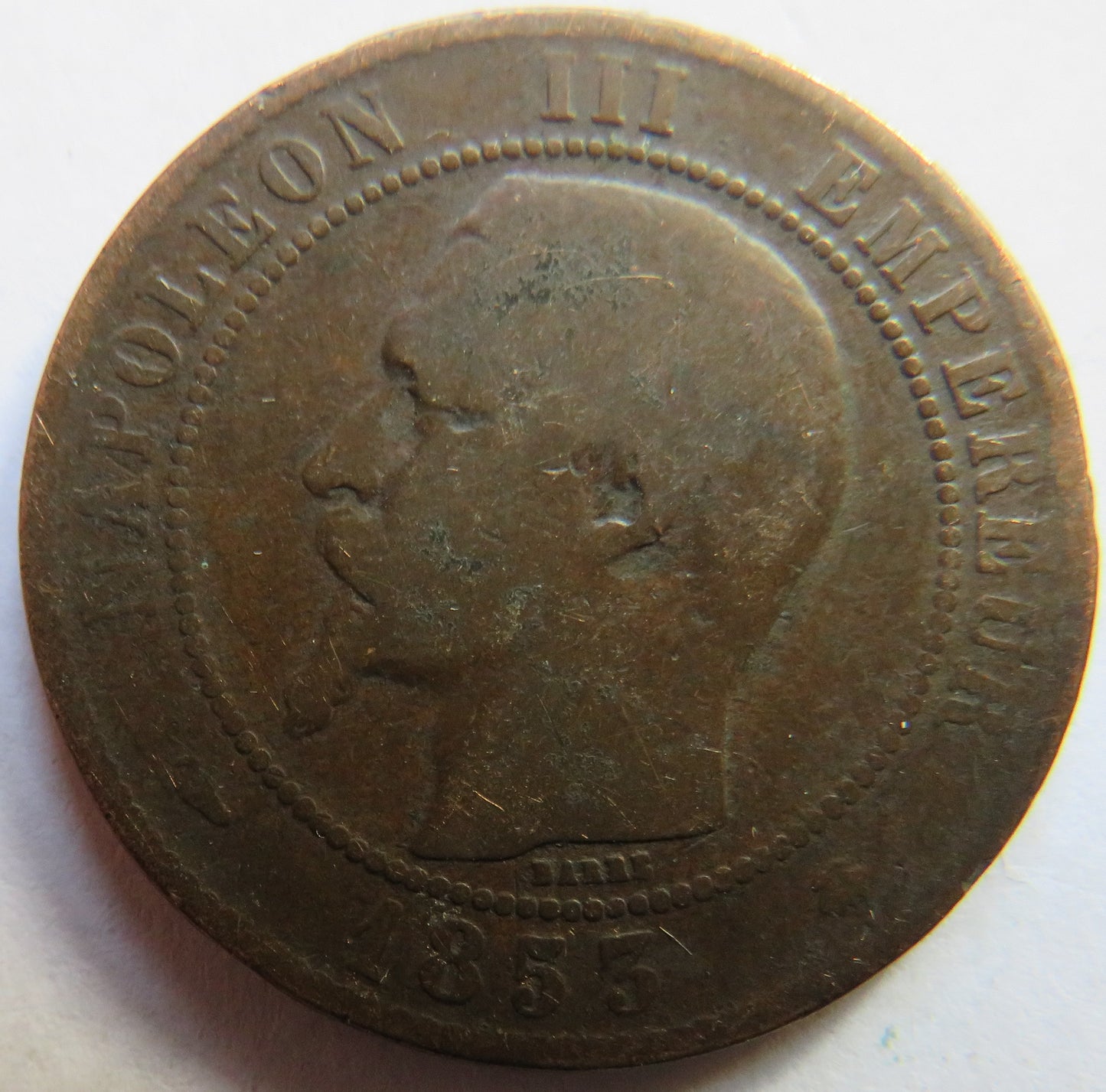 1853-BB France Napoleon III France 10 Centimes Coin