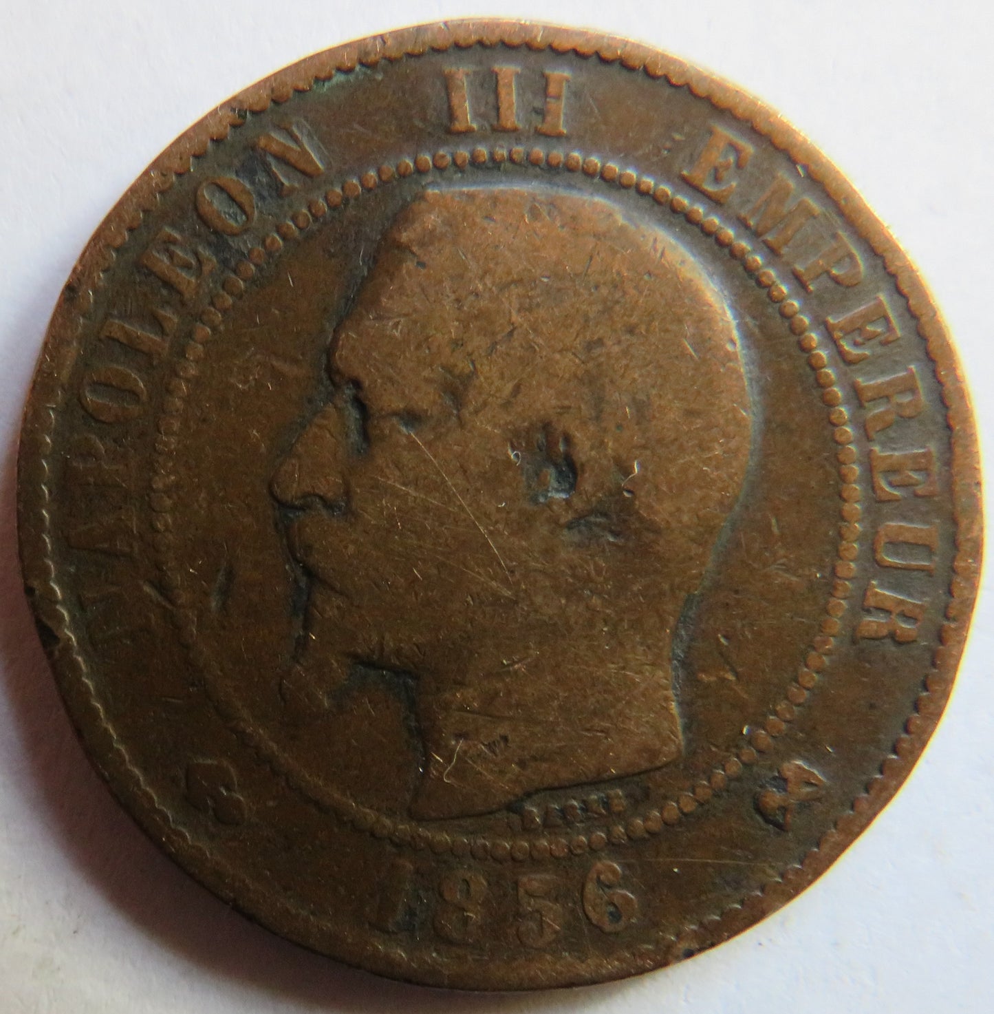 1856-B France Napoleon III France 10 Centimes Coin