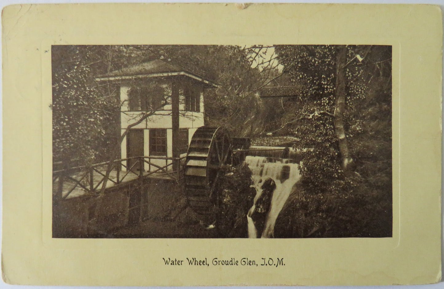 Vintage Postcard of Water Wheel, Groudle Glen, J.O.M