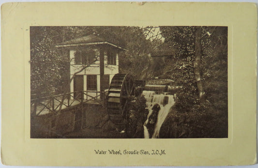 Vintage Postcard of Water Wheel, Groudle Glen, J.O.M