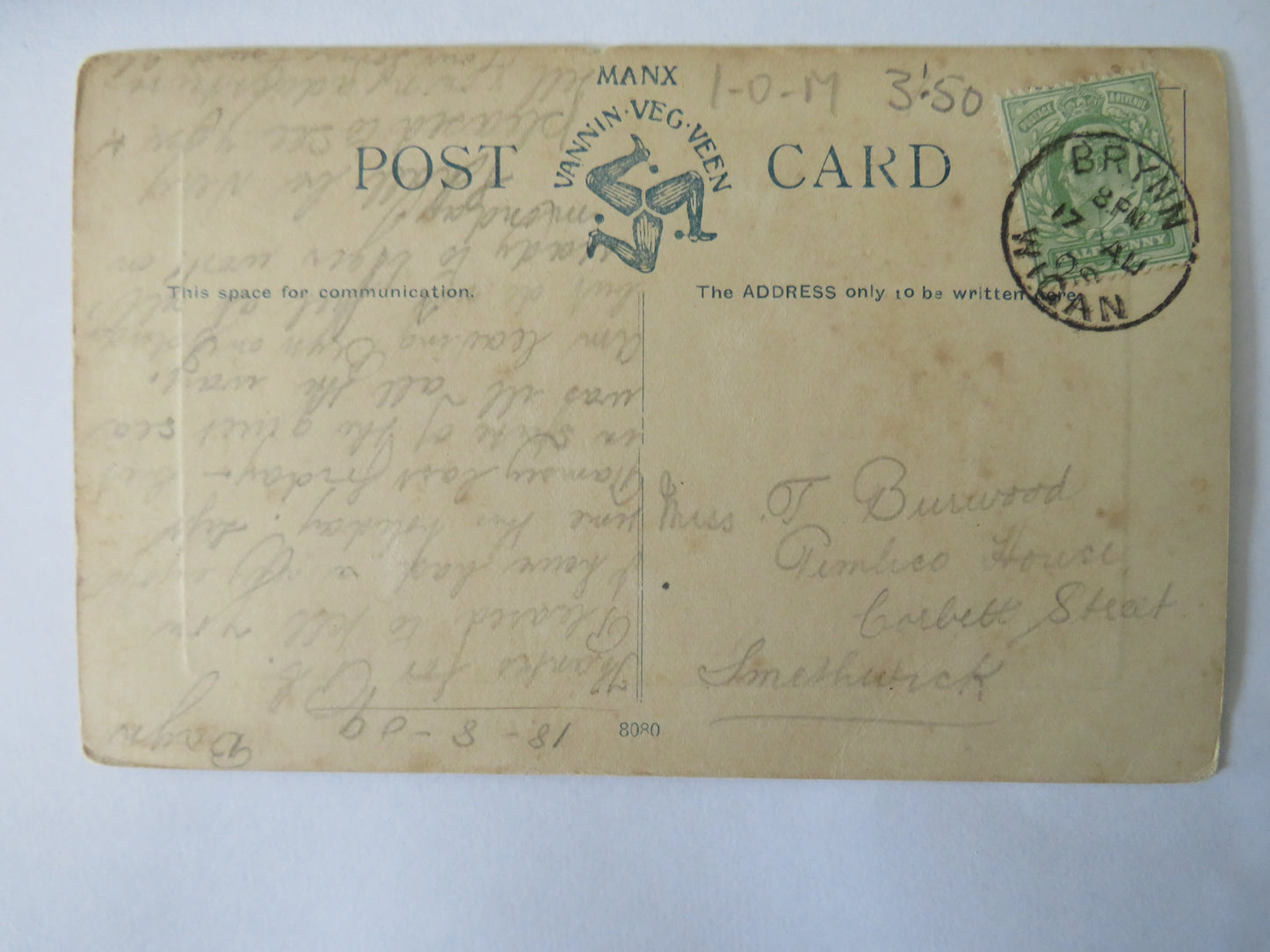 Vintage Postcard of Water Wheel, Groudle Glen, J.O.M