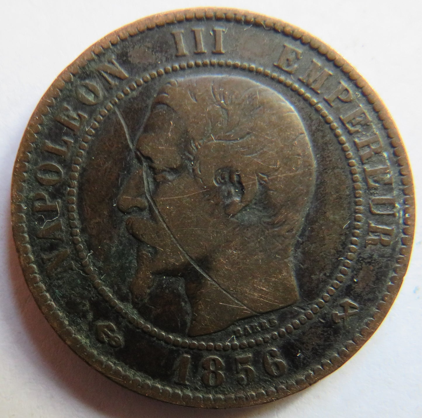 1856-B France Napoleon III France 10 Centimes Coin