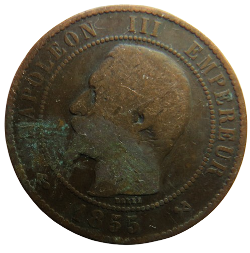 1855-B France Napoleon III France 10 Centimes Coin