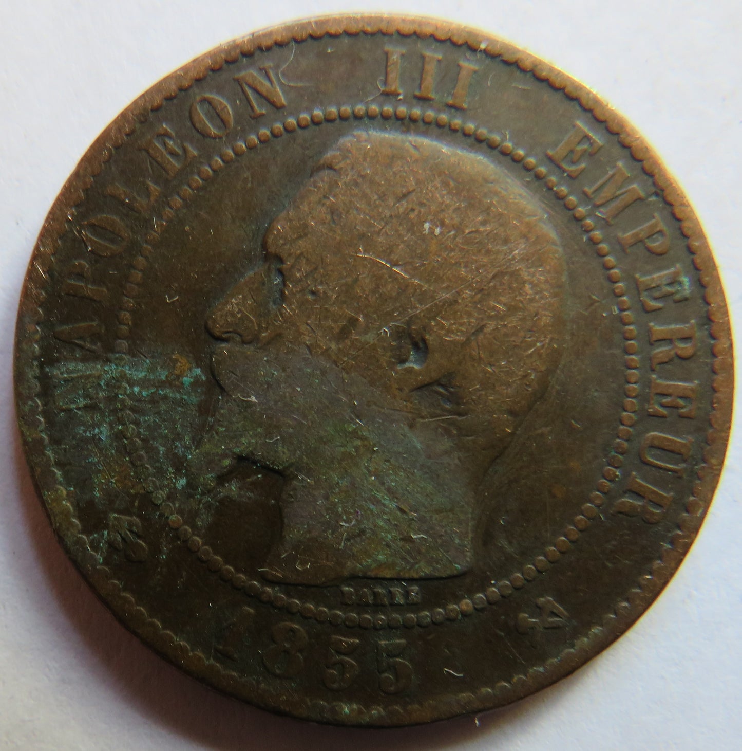 1855-B France Napoleon III France 10 Centimes Coin