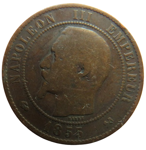 1855-B France Napoleon III France 10 Centimes Coin