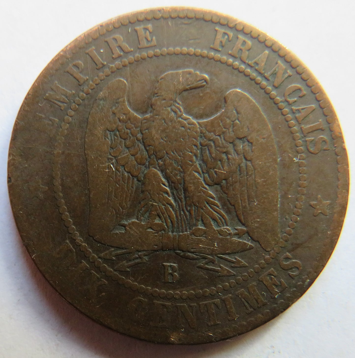 1855-B France Napoleon III France 10 Centimes Coin