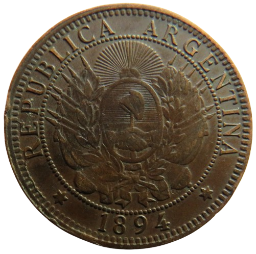 1894 Argentina 2 Centavos Coin
