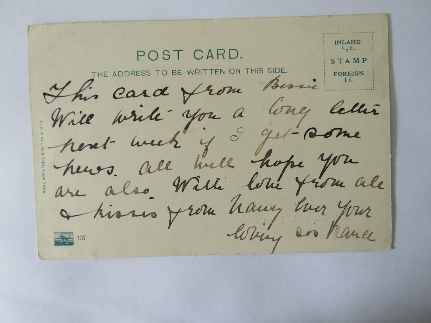 Vintage Postcard of Late Cecil Rhodes' House, Rondebosch