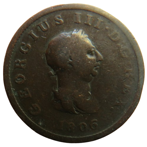 1806 King George III Halfpenny Coin - Great Britain