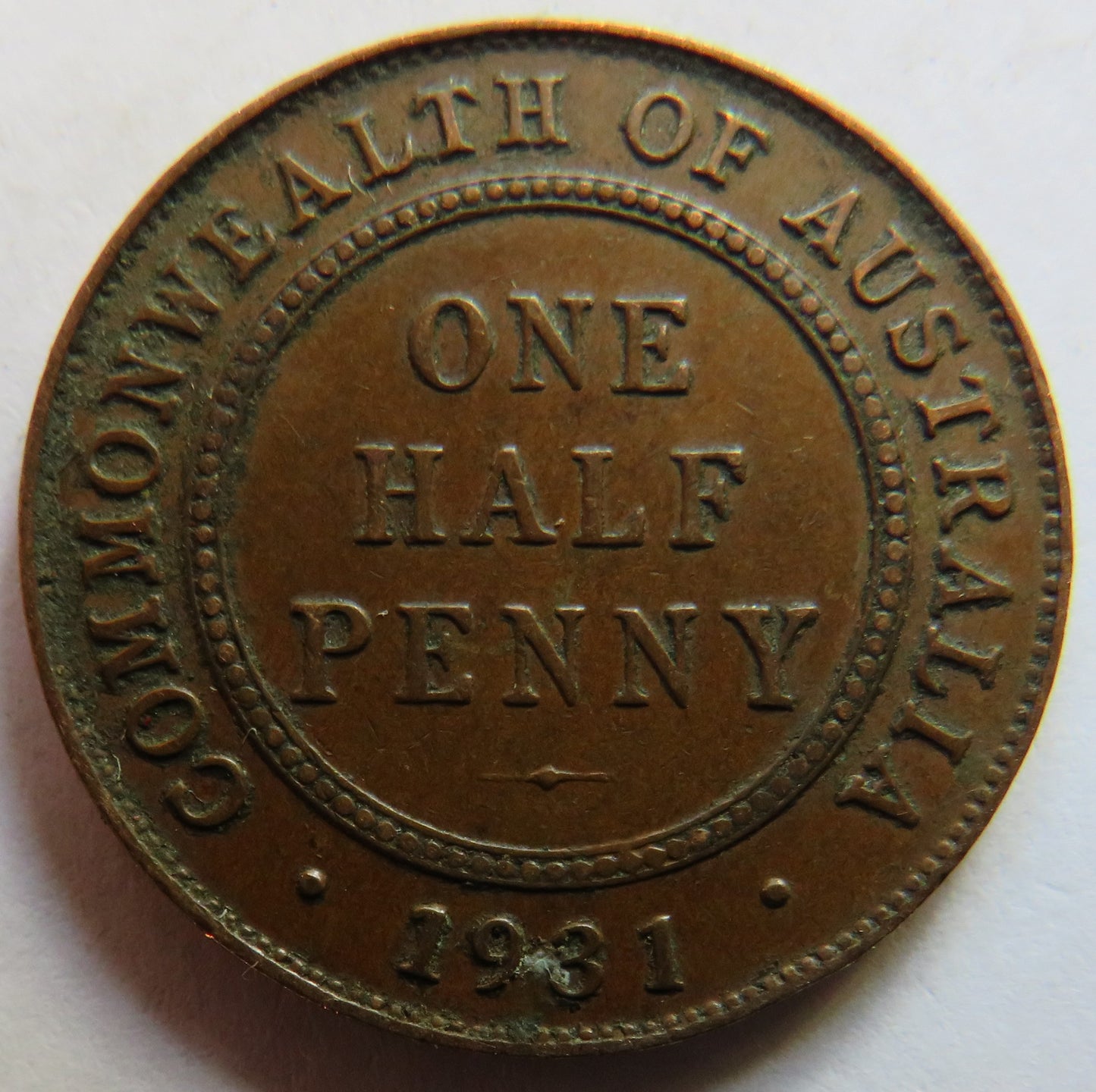 1931 King George V Australia Halfpenny Coin