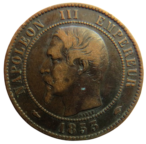 1853-A France Napoleon III 10 Centimes Coin