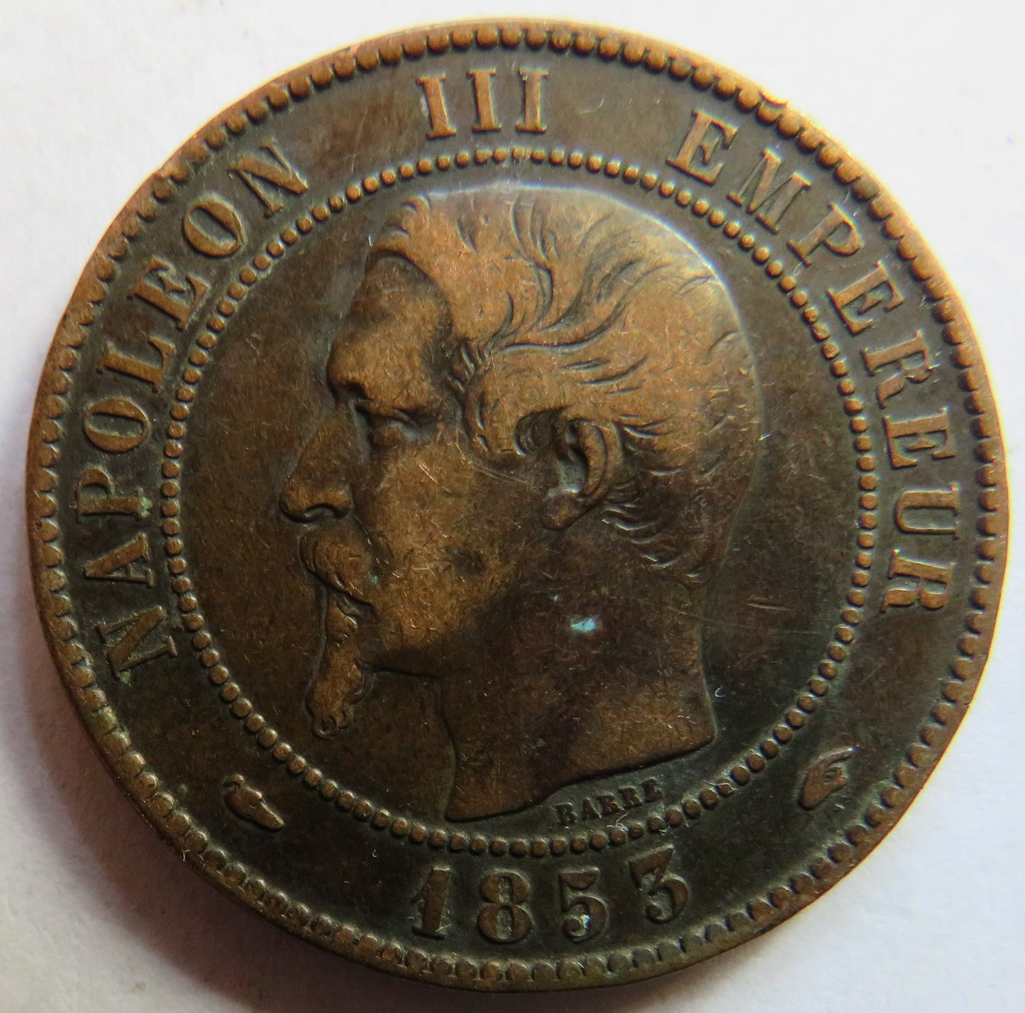 1853-A France Napoleon III 10 Centimes Coin