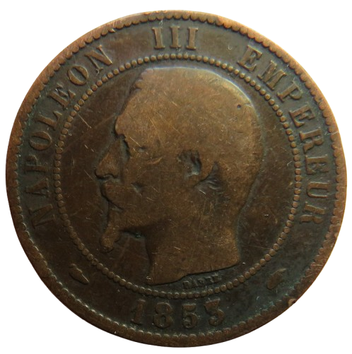 1853-A France Napoleon III 10 Centimes Coin