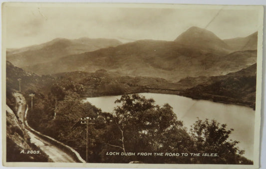 Vintage Postcard of Loch Dubh from the Road to The Isles