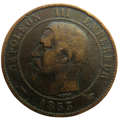 1853-A France Napoleon III 10 Centimes Coin