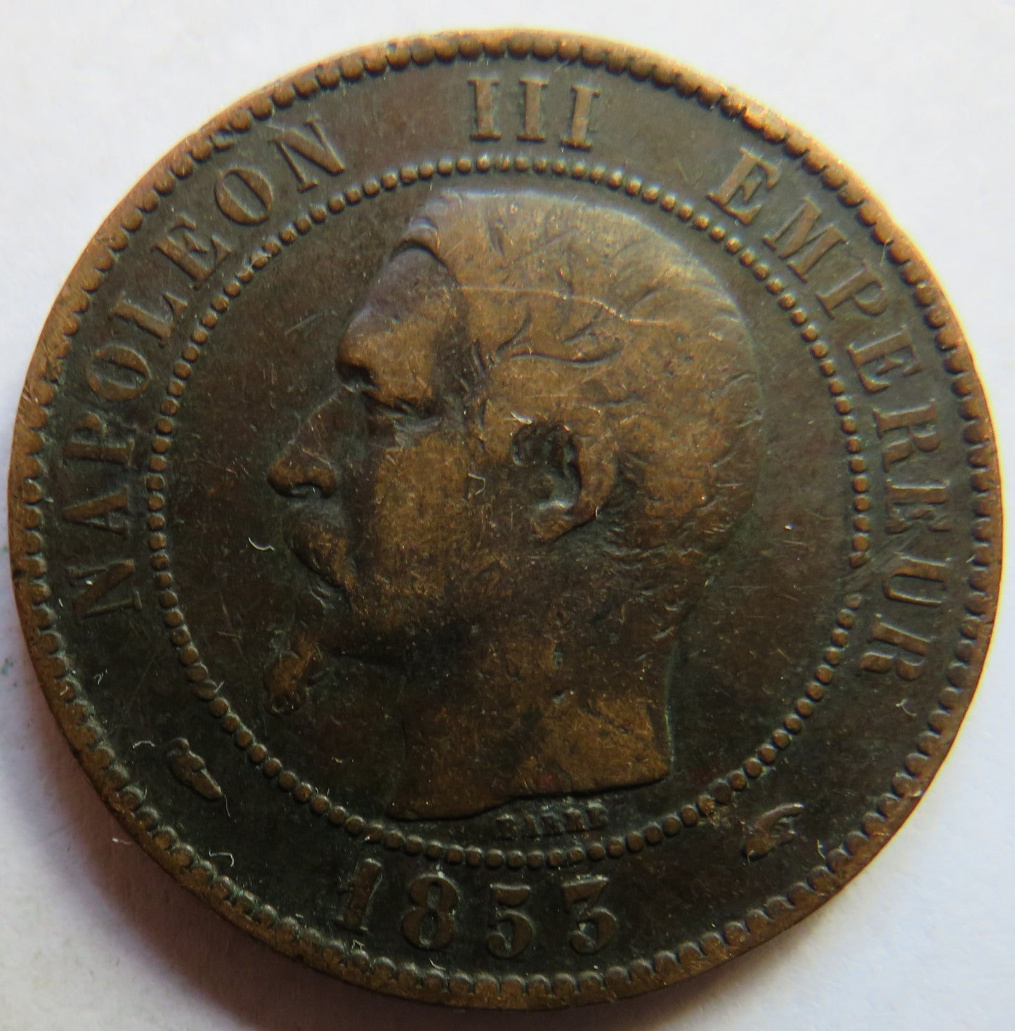 1853-A France Napoleon III 10 Centimes Coin