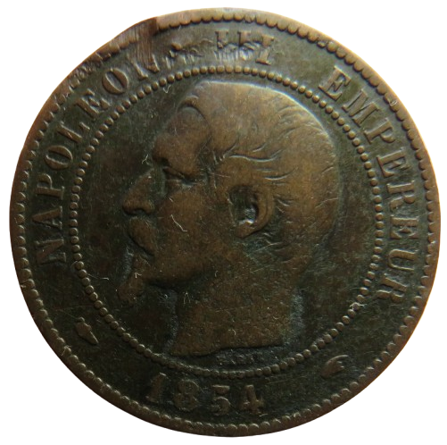 1854-A France Napoleon III 10 Centimes Coin