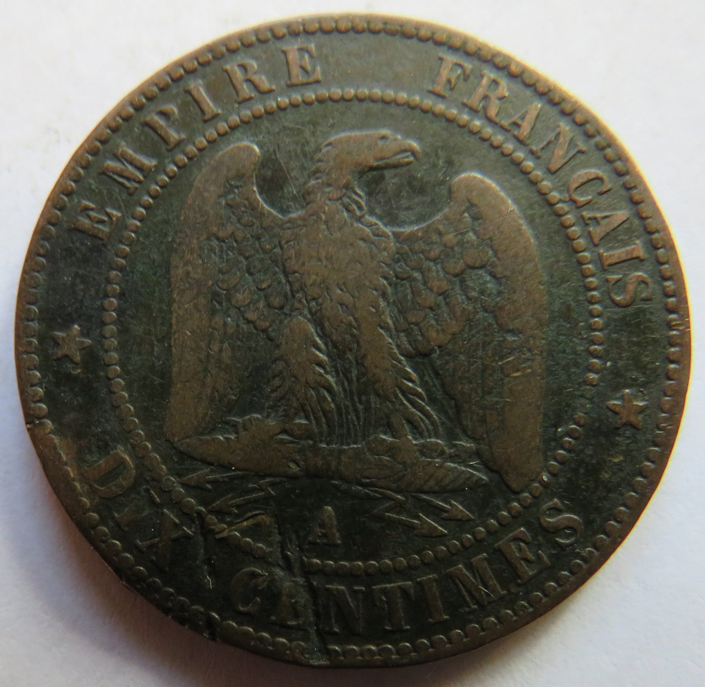 1854-A France Napoleon III 10 Centimes Coin