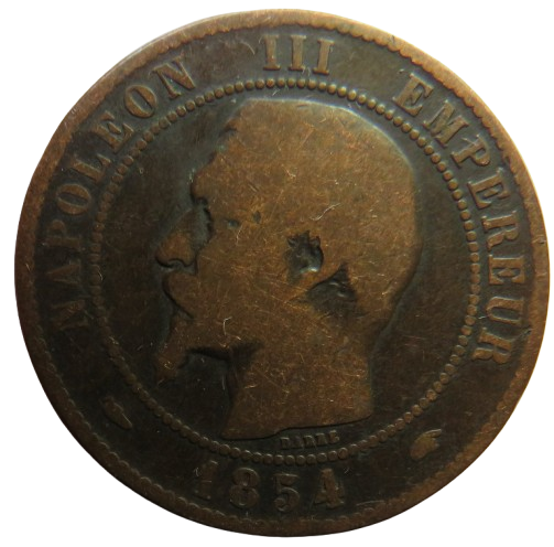 1854-A France Napoleon III 10 Centimes Coin
