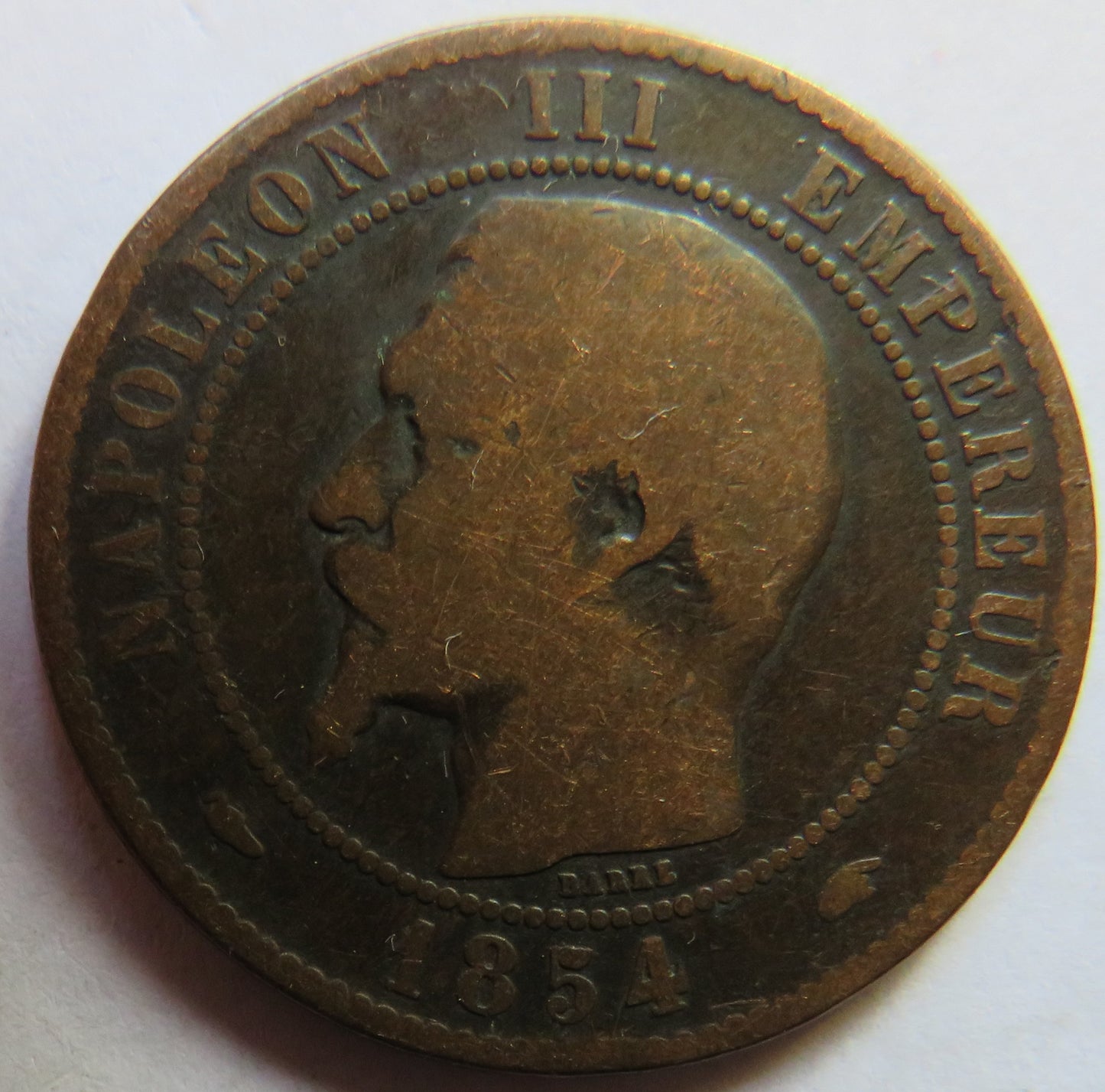 1854-A France Napoleon III 10 Centimes Coin
