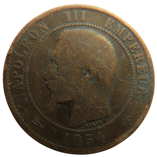 1854-A France Napoleon III 10 Centimes Coin